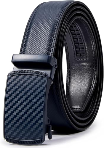 Classic Genuine Leather Men’s Ratchet Belt Dress Casual Adjustable Trim-to-Fit Gift