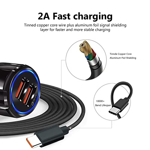 Image of 3FT Fast USB Car Type C Charger Adapter for Moto G Power 2025 /G Stylus /G Play /G Pure,Edge,Motorola One 5G Ace /Razr, Carplay Cable for iPhone 16E 16 15 Pro Charging Samsung Galaxy & More Android Phone