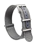 BINLUN Cinturino per Orologio in Nylon 18mm 20mm 22mm 24mm Monoblocco Extra Lungo Canvas Orologio Militare Cotone e Lino Cinturini di Ricambio con Fibbia in Acciaio Inossidabile(20mm,Grigio)
