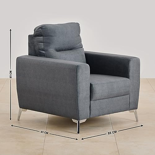 Image of Home Centre | Helios Vive | 5 Seater | Fabric|Solid Wood | Sofa Sets | Grey | Sofa Set 3+1+1 | 1 Year Warranty