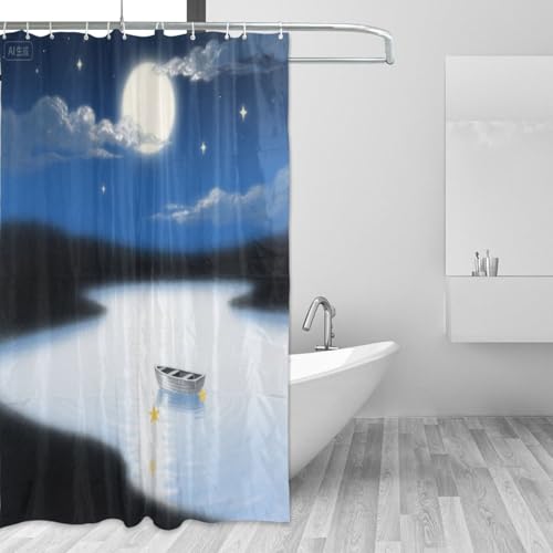 Rideau de douche imperméable polyester 168x183cm avec crochet de bain - 3
