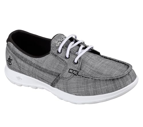 Skechers Skechers Women's Go Walk Lite-15433 Boat Shoe, Black/White, 10 Wide US