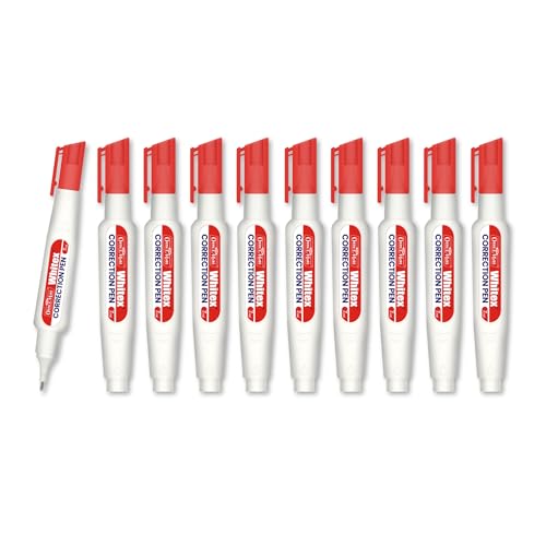 Image of Soni Officemate Correction Pen - 7ml| Pack of 10 | Instant Dry | Quick Dry | 1mm Precision Metal tip | High Opacity White Fluid