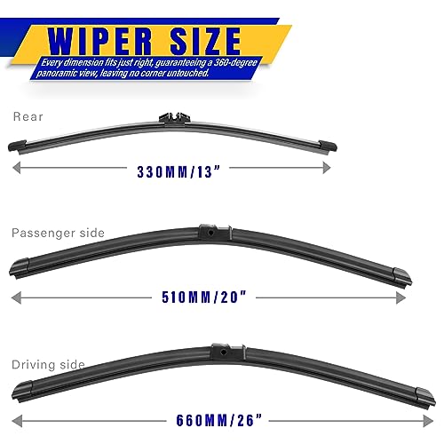 3 Wipers Fits BMW X3 2011-2017 Wiper Blades by Rooppa - Used condition - Image 2