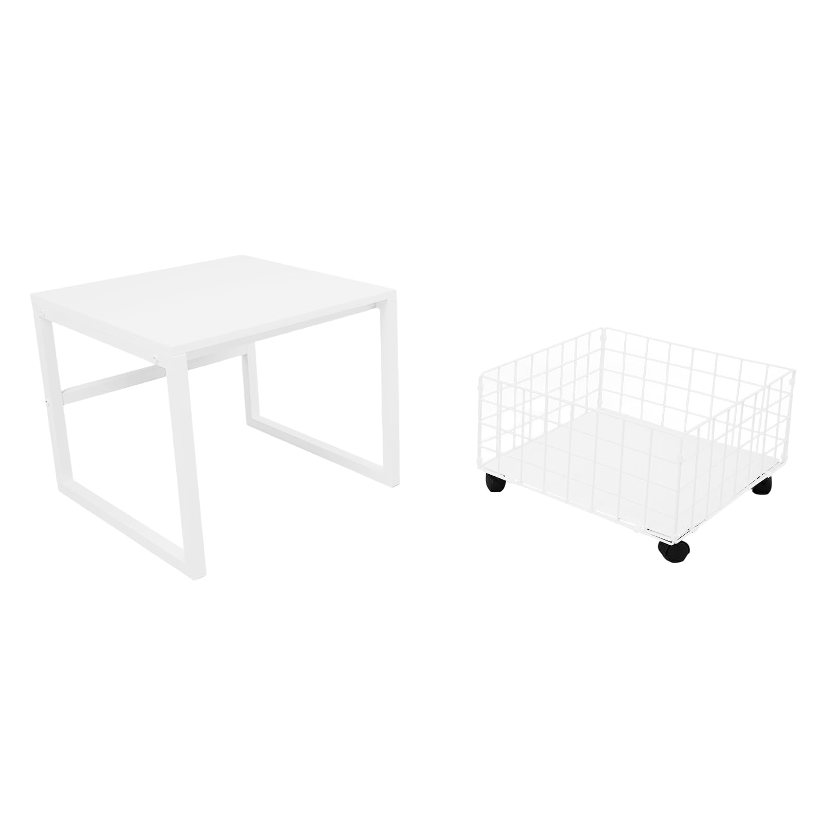 Soporte para frigorífico con cesta de red extensible, 50 x 50 x 43 cm, 50 kg, cesta de almacenamiento para oficina, salón, mesa auxiliar