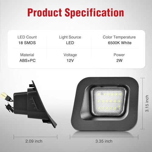 Image of Nilight 2PCS License Plate Lights for 2003-2018 Dodge Ram 1500 2500 3500 | Compatible with 2003-2013 2014 2015 2016 2017 2018 Dodge Ram 1500 2500 3500 with Clear Lens Black housing 6000K White