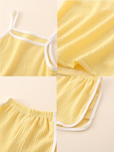 Image of Girls 8 Pieces Summer Outfits Casual Cami Tank Top and Dolphin Shorts Clothing Sets 4-8Y