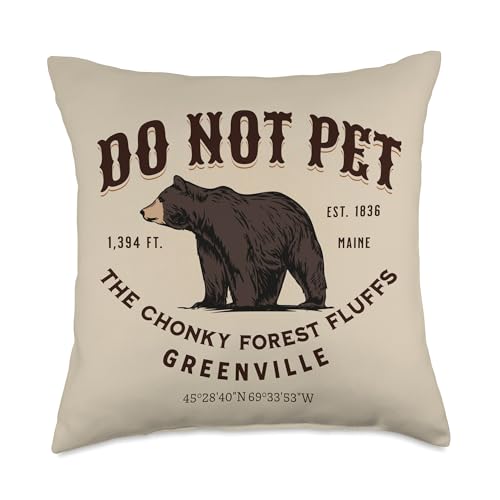 Greenville ME Black Bear Funny Maine Souvenir Throw Pillow