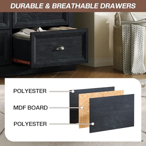 Farmhouse-Dresser-Wood-Rustic-394-Tall-8-Drawer-Dresser-Chest-of-Drawers-Organizer-Storage-for-Closet-for-Bedroom-Living-Room-Dark-Gray Farmhouse Dresser Wood Rustic 394 Tall 8 Drawer Dresser Chest of Drawers Organizer Storage for Closet for Bedroom Living Room Dark Gray