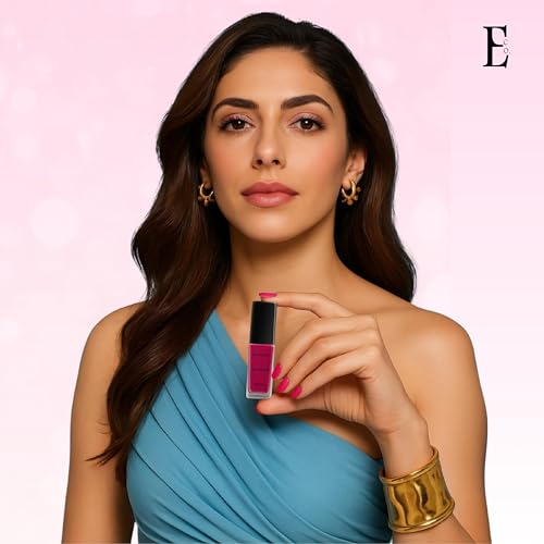 Image of Ellement Co Berry Blush Nail Polish 10 ml with rich berry pink shade delivers high gloss salon finish | ultra pigmented smooth application | quick drying formula | and long lasting chip resistant wear, perfect for parties, festive looks, daily glam, statement nails, and bold modern nail styling.