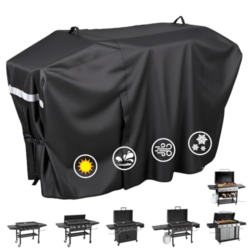 Utheer Grill Cover for Blackstone 36 Inch Griddle with Hood, 5482 Cover 600D Waterproof Heavy Duty Flat Top Grill Cover, Full-Length Outdoor Griddle Cover with Zipper and Adjustable Buckles, Black