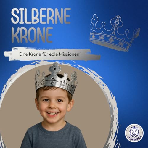 Liontouch - Silberne Krone für Kinder & Kleinkinder | Verstellbare Größe mit Klettverschluss - Ab 3 Jahren | Königliches Accessoire für Kostüme & Rollenspiele | Sicheres & langlebiger Schaumstoff