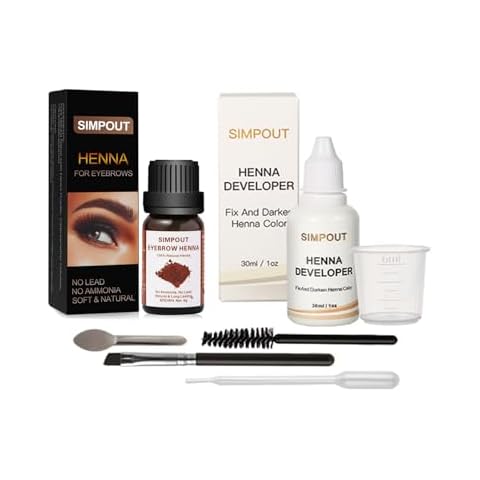 SIMPOUT Natural Henna Hair Kit, Pure Henna Powder with Developer, Professional Spot Coloring Kit for Hair, Water & Smudge Proof, Easy to Use(brown) Cover