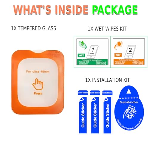 Image of Full Glue Tempered Glass Screen Protector Compatible For Apple Watch Ultra (49Mm) Glass Film (Pack Of 1) With Easy Installation Kit for Smartwatch [Transparent]