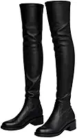 Bota Over The Knee Feminina Bico Fino Salto Bloco Baixo Elegante