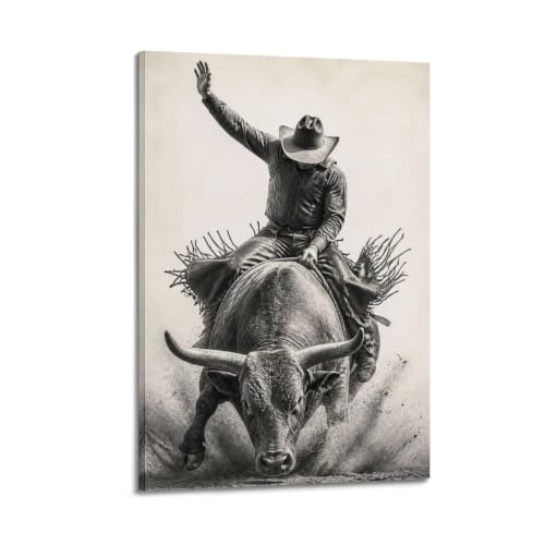 Impression sur toile Bull Rider décoration murale western OKAHYS