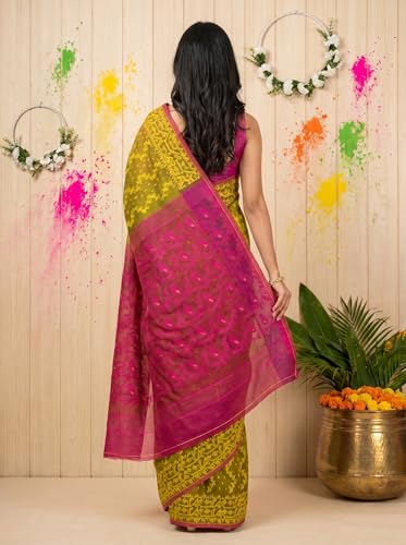 Image of WoodenTant Women's Cotton Silk Saree Without Blouse Piece