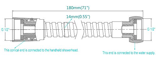 TRIPHIL Kink-free Shower Hoses Extra-long for Handheld Showerhead Hose Replacement Flexible Metal Shower Tube Extension Anti-twist 2 Brass Connectors Stainless Steel Sleeve Oil Rubbed Bronze 71 Inch