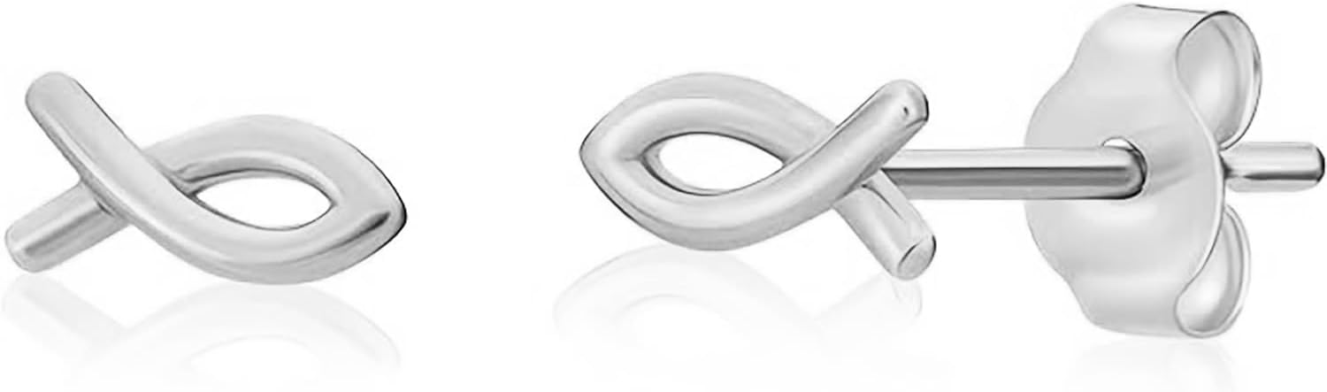 Solid 14k Gold Tiny Fish Stud Earring for Multiple Piercings