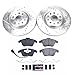 PowerStop Front Brake Kit For Audi Q3 2015-18 |Q3 Quattro 2015-18 |Volkswagen Passat 2012-20 |Tiguan 2009-17 - Drilled and Slotted Disc Rotors with Ceramic Brake Pads Replacement, K2963