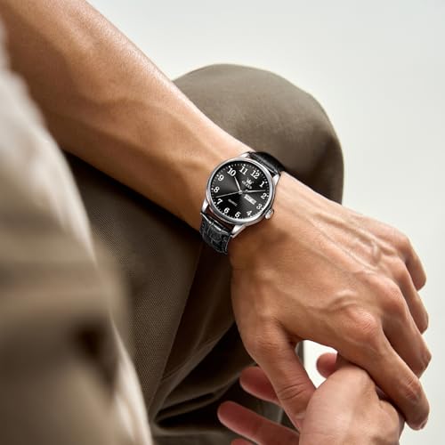 OLEVS Mens Watch, Stainless Steel Analog Quartz Watches Men, Classic Arabic Numerals Men's Dress Watch, Waterproof Luminous Day Date Leather Watches for Men - Image 4