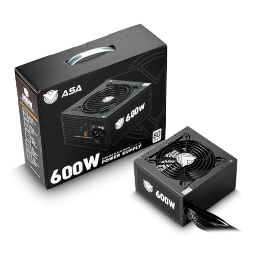 ASA PLUS WHITE 80 Low Noise Power Supply - Flat and Long Cables - UK - 5 Year Warranty - Black by ASA (600W)