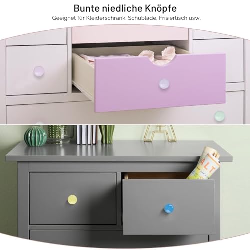 ShipeeKin 6x Bunte Schrankknöpfe Möbelknöpfe Niedlich Süß Rund Kommodenknöpfe Möbelgriffe Knäufe Türknöpfe aus Keramik für Kinderzimmer Kommode Schublden