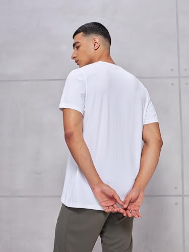 Image of TECHNOSPORT Men's Slim Fit Solid Crew Neck T-Shirt, Cotflex Quick Dry Wrinkle Resistant Polyester Sports Tee for Gym, Running, Training, Sports