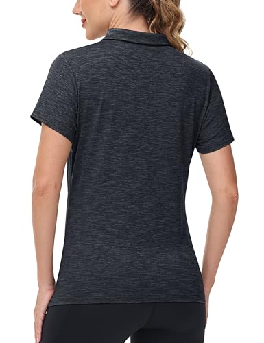 TACVASEN Polo Shirts for Women Short Sleeve Golf Shirts 4-Button Quick Dry Workout Tops Collared for Work Running Tennis3