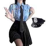 [YZYVIOW] ポリス レディース ハロウィン コスプレ セクシー可愛い 警察 婦警 警察官 ミニスカポリス 制服 コスチューム 大きいサイズ ワンピース イベント 仮装 パーティー 文化祭 (フリーサイズ, タイプC)