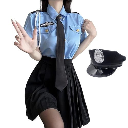 [YZYVIOW] ポリス レディース ハロウィン コスプレ セクシー可愛い 警察 婦警 警察官 ミニスカポリス 制服 コスチューム 大きいサイズ ワンピース イベント 仮装 パーティー 文化祭