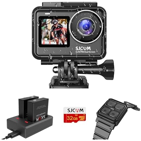 SJCAM SJ10Pro True 4K/60fps Action Camera with Stabilization Super Wide FOV 8X Zoom IPX8 Waterproof Camera with Remote Control Underwater/Helmet/Bike Kits Support External Mic Vlog Live, Touch Screen Cover