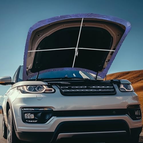 Image of Car Hood Cover Protector,Waterproof Polyester Breathable Print Hood Covers for Cars,Decoration Universal Car Accessories Blue Butterfly Star Print