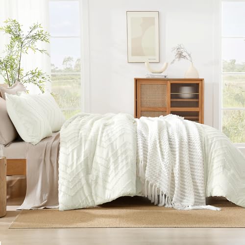 Image of Litanika Boho Full Comforter Set, 3 Pcs Ivory Lightweight Bedding Set