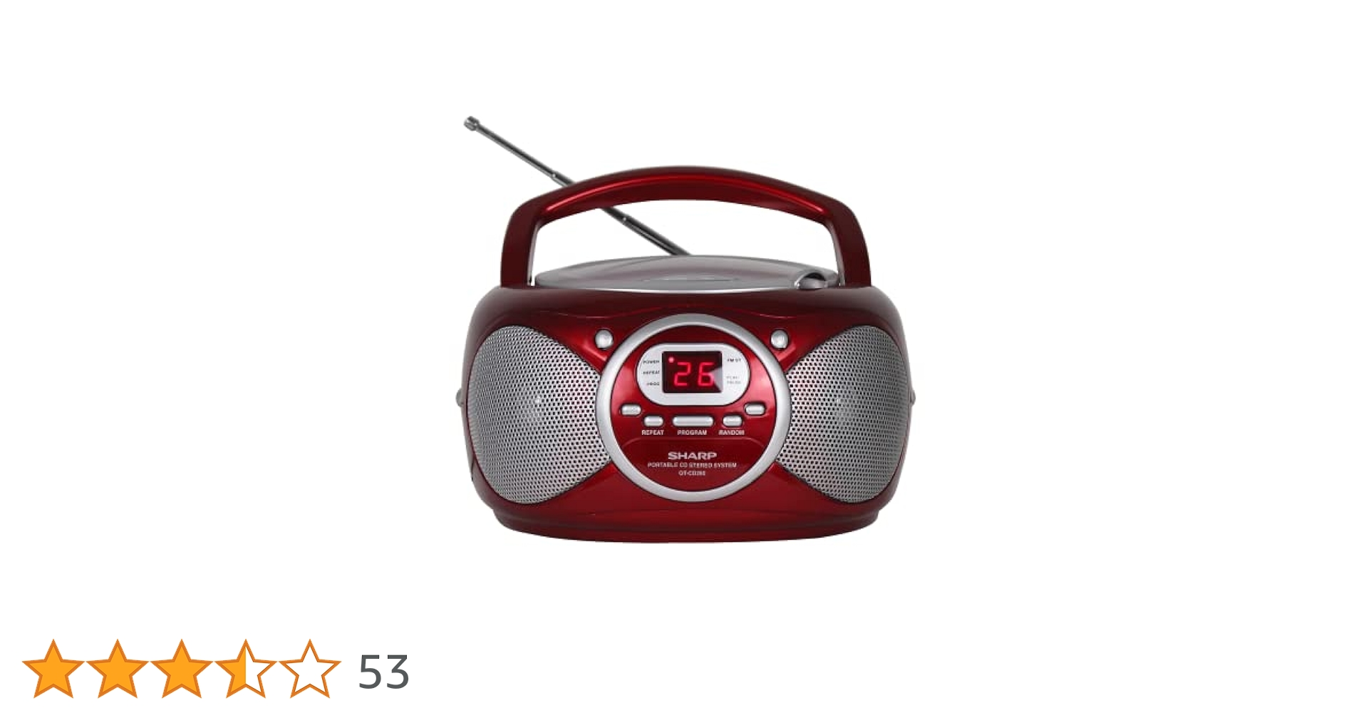 Sharp QT-CD280(RD) Portable CD Boombox with AM/FM Stereo and