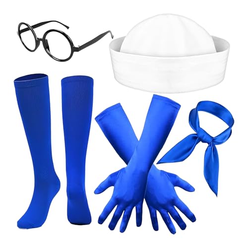 Disfraz de marinero | de yate Disfraz marinero Halloween | Juego de guantes, gorro, bufanda, calcetines y gafas para náuticas, cumpleaños, despedidas de soltero, Navidad | Tema