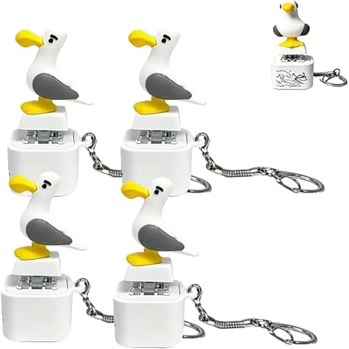 Genérico Llavero de Mina de Gaviota, Llavero de Juguete con Sonido Real y luz LED, Dispositivo Portátil para Aliviar el Estrés, Divertido Regalo Interactivo para Amigos y Familiares (4PCS)