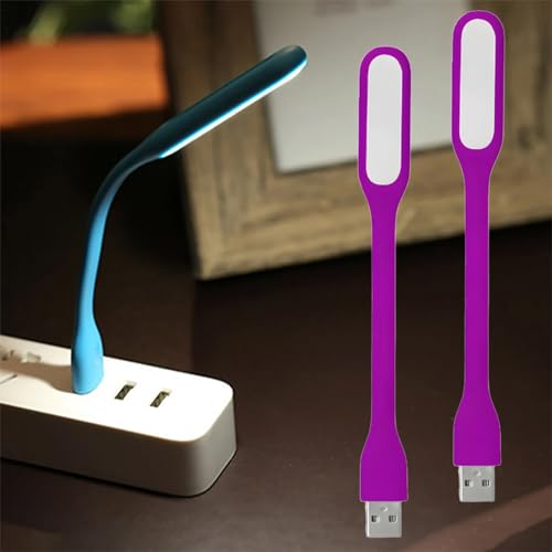 Image of 2Pack Mini USB Light for Keyboard - LED Laptop Computer Light, Flexible USB Night Light for Notebook PC, Adjustable Gooseneck Book Reading Lamp, Portable Home LED Lighting Source, Purple