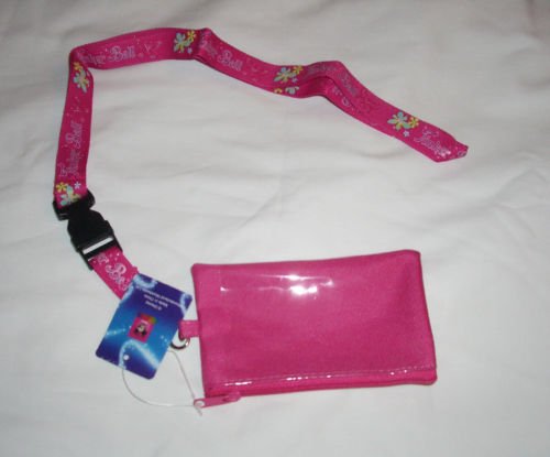 Mirage Officially Licensed Disney Fairies Zipper Pouch Wallet and Quick Release Key Clip Lanyard - Tinkerbell3