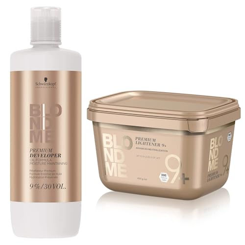 Schwarzkopf Professional – Duo Blond Me PPL9+ Polvo complejo para aclarar Premium 450 g, Lightener 9+ & Supreme Blonde Hair Quality, 30 Vol Developer 1000 ml