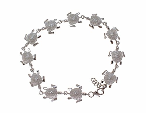 Arthur's Jewelry 925 solid sterling silver rhodium plated Hawaiian sea turtle bracelet medium 7.5