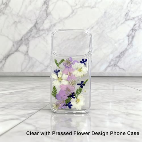 Coque transparente pour iPhone 17 Pro Max motif floral blanc violet - 2