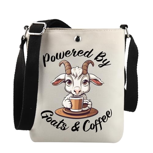Goat Theme Gift Powered By Goats & Coffee Crossbody Bag Farm Animal Gift