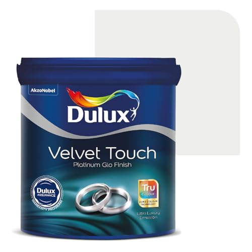 Image of Dulux Platinum Glo Super Premium Interior Emulsion Paint For Walls With 6 Years Warranty| Rich Matte Finish | Dirt & Dust Resistant | Smooth Colors, Off White(10 Litre,White on White)