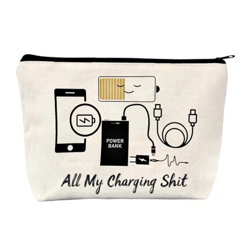 Cable Organiser Bag Travel Essentials Backpacking All My Charging Stuff Funny Makeup Bag with Zipper Large Capacity Toiletry Gadget Bag Tech Pouch Travel Gifts for Women Men Friends Sisters Mom