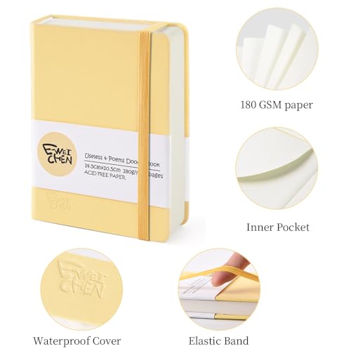 Image of 5.7x4.1in Hardcover Blank Sketchbook for Drawing 180gsm 96Pages,Yellow