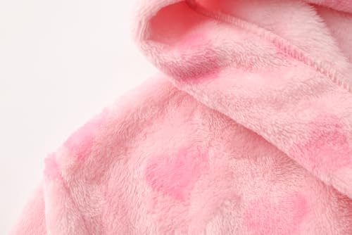 Image of Girls Fleece Hooded Robes Kids Warm Bath Robe for Girls Soft Fuzzy Bathrobe