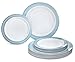 " OCCASIONS" 50 piece Party Disposable Dinnerware Set - Wedding Plastic Plates for 25 guests (25 x 10'' plates + 25 x 7.5'' plates) Venice in Blue and Silver