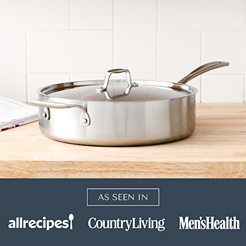 American Kitchen - 10 inch Stainless Steel Skillet Saute Pan, with Cover, Made In America