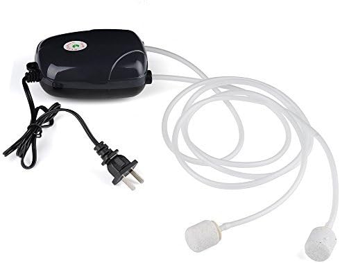 TopYart Ultra Silent Air Pump 2 Air Bubble Disk Stone Aerator Aquarium Fish Tank Pond Pump Hydroponic Oxygen with 2 Air Stone/2M Silicone Tube
